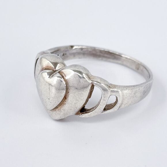 Vintage Sterling Silver 925 Concentric Heart Ring Size 8.5 - Picture 6 of 10